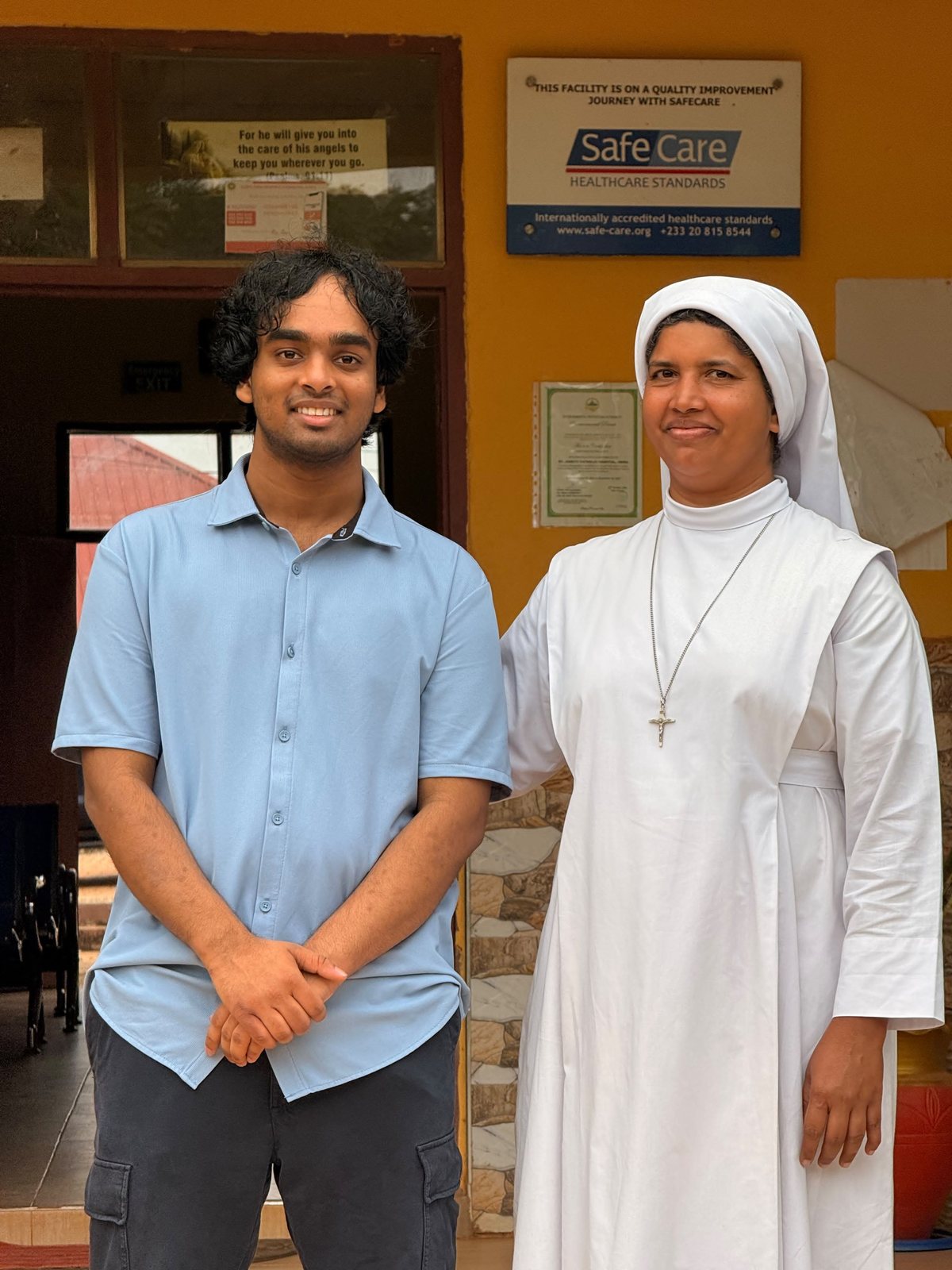 Nathan with Sr. Maria Mathew of St. Joseph Catholic Hospital, Abira